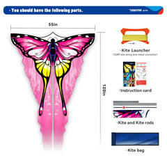 SGftre Tulle Butterfly Pink Kite size 55x114 inches for easy launches