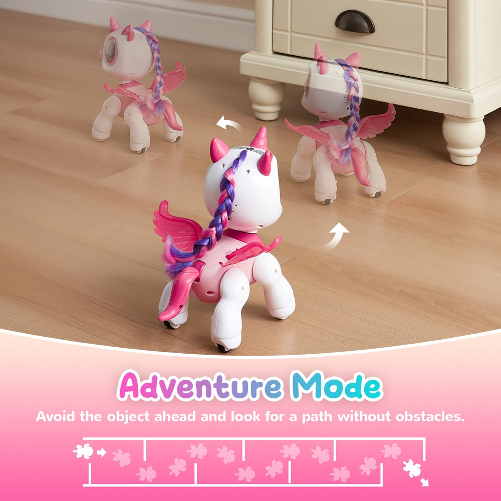 SGILE unicorn robot charging with USB cable for longer play sessions
