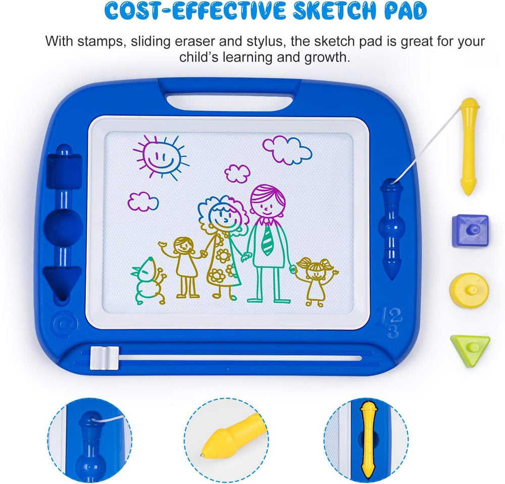 Stamps magnetically attach to the SGILE board to prevent losses.