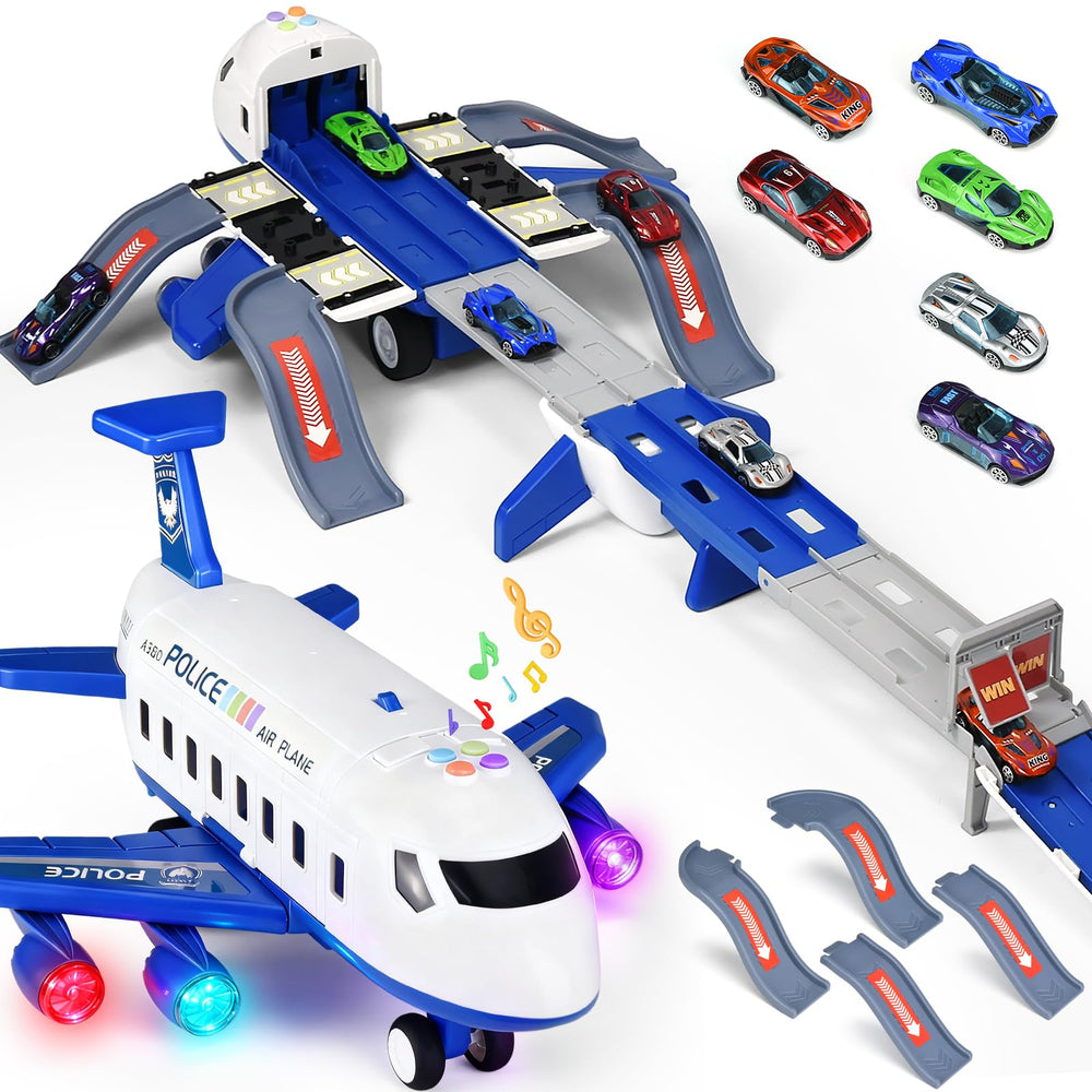 SGIP Airplane Toy with race tracks and six cars ready for interactive play.