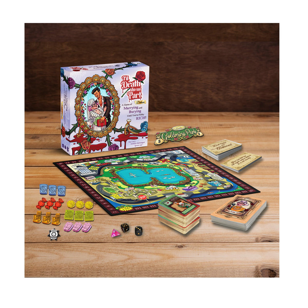 Shadow Capers quad-fold linen gameboard provides sturdy, premium setup.
