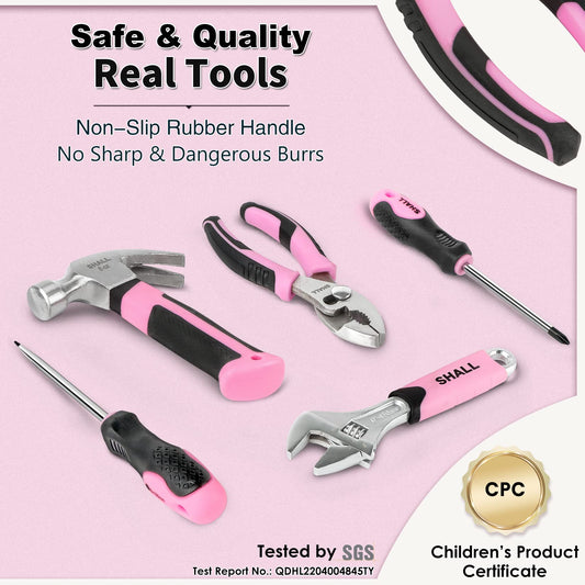 SHALL kid-sized tools for kids offer comfortable grips for small hands.