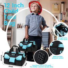 SHALL tool bag open with tools demonstrates organized setup for kids projects