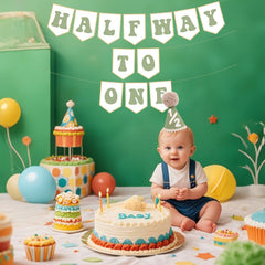 Shanmorine banner hung as a backdrop for photographs and cake smash.