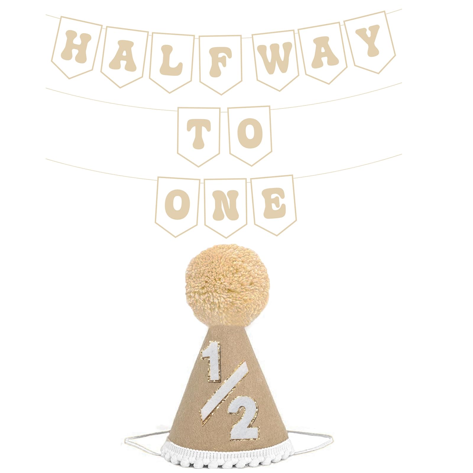 Shanmorine beige half birthday hat for milestone photos