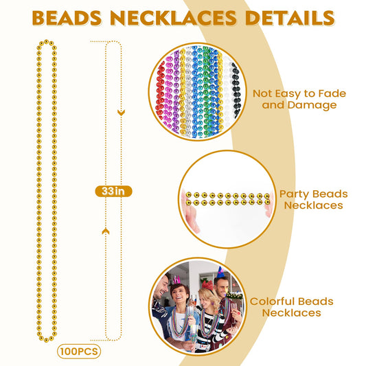 SHAOQINLIN colorful beads necklaces, 10 colors, 33-inch overall length for versatile wear.