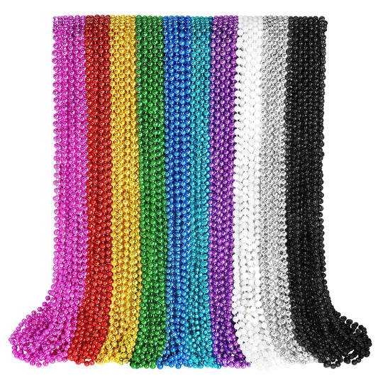 SHAOQINLIN Mardi Gras beads necklace, 100 pieces, vibrant colors for festive decorations.