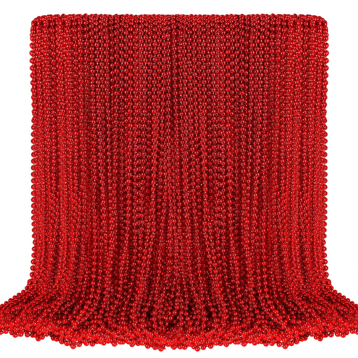 SHAOQINLIN red Mardi Gras beads, 33-inch display, ideal for party decoration.