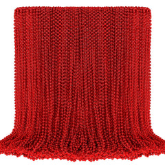 SHAOQINLIN red Mardi Gras beads, 33-inch display, ideal for party decoration.