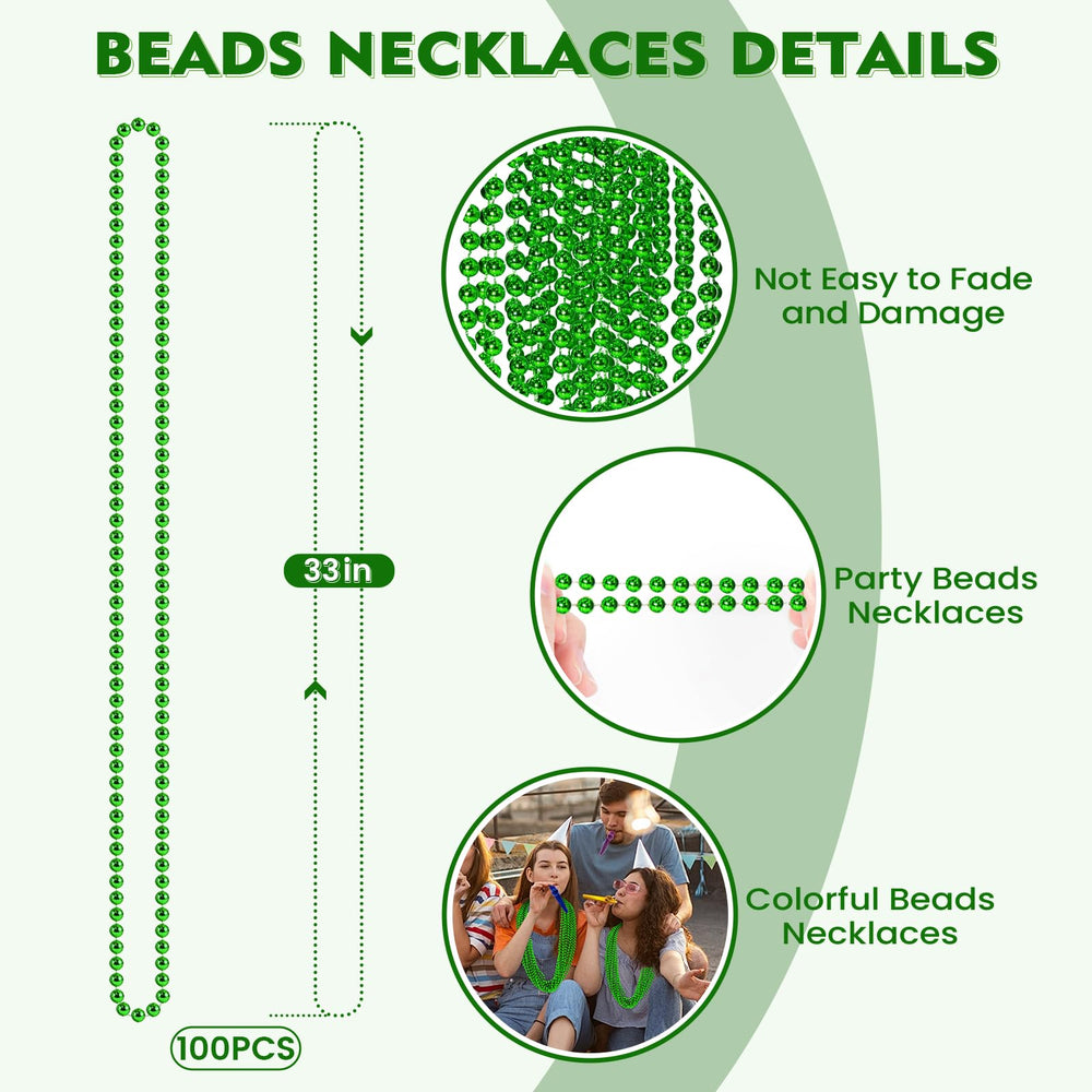 SHAOQINLIN St. Patrick's Day beads in bright green for parade throws and costumes.