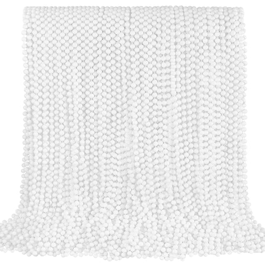 SHAOQINLIN white bead necklaces 33-inch pack for Mardi Gras and celebrations.
