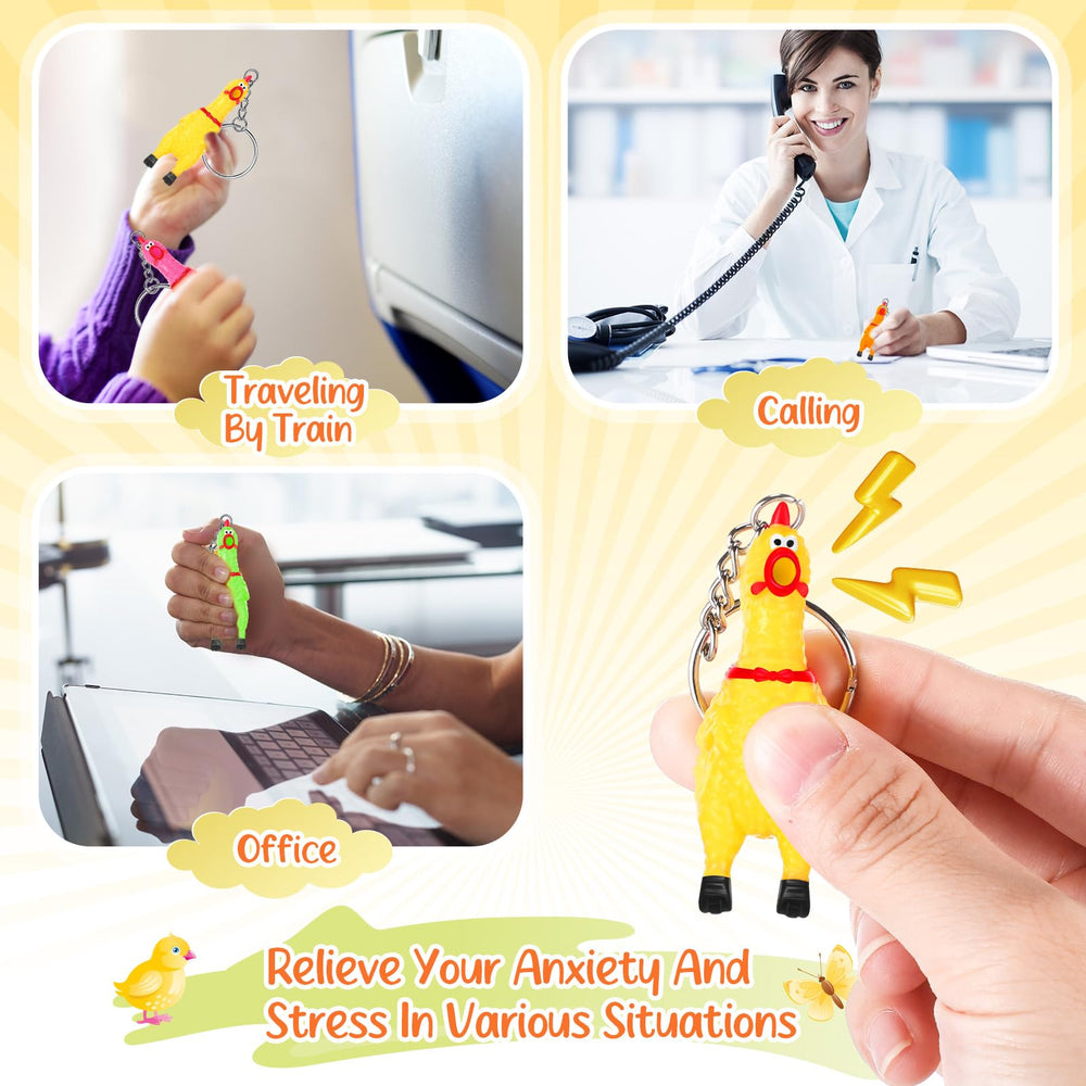 Shappy mini chicken keychain as backpack accent, versatile gift idea.
