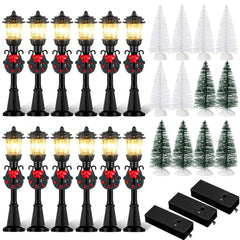 Shappy Christmas lamp post lights a dollhouse street scene