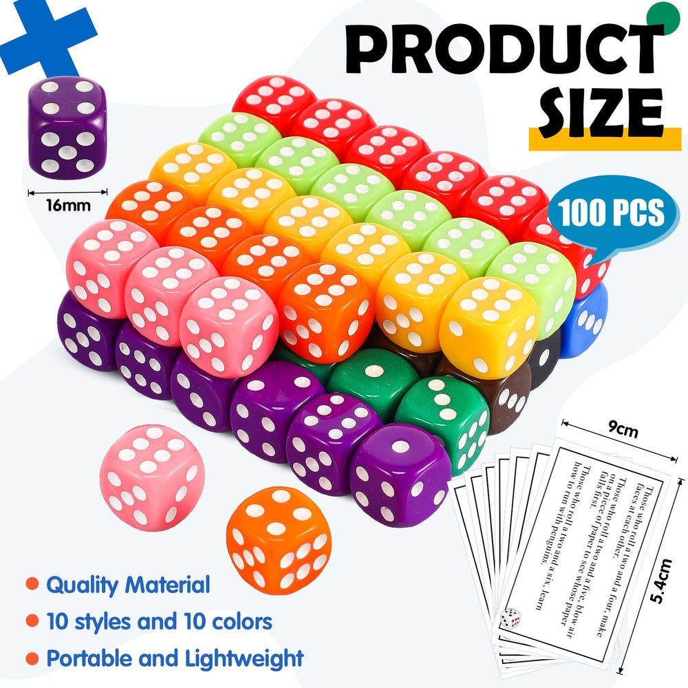 Shappy colored dices close-up showing vibrant colors and durability