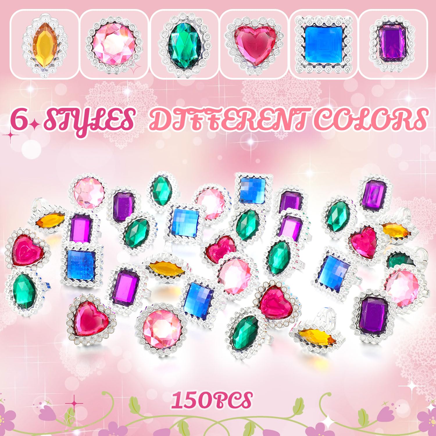 Shappy oval-shaped ring, multicolor sparkle, great party favors for youngsters.