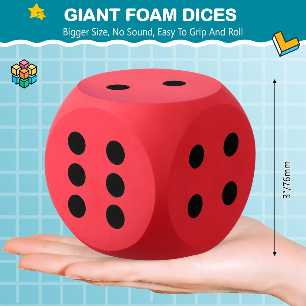 Shappy foam dice 3 inch green close-up highlighting bright color and easy roll