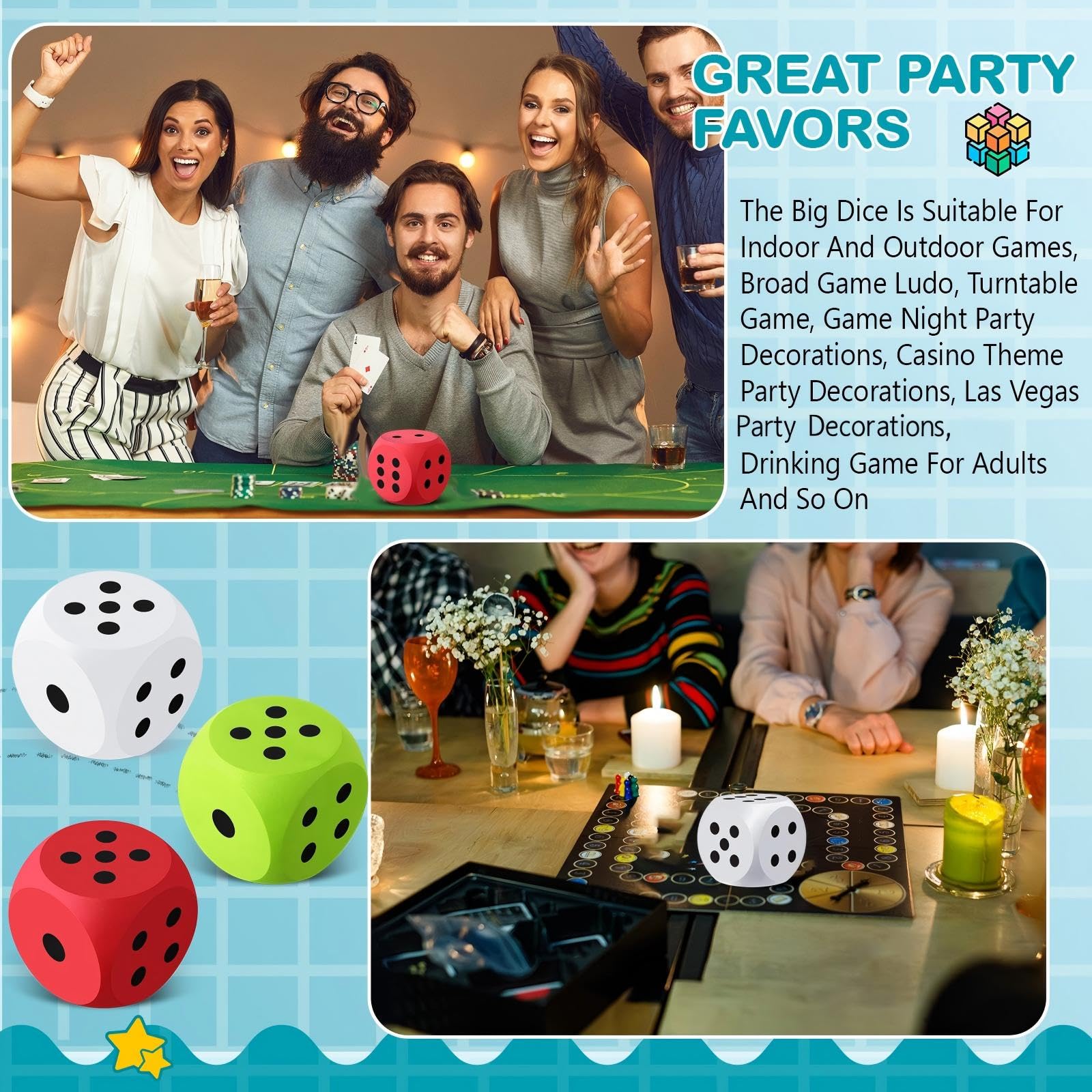 Shappy foam dice education activity shot for classroom or family learning