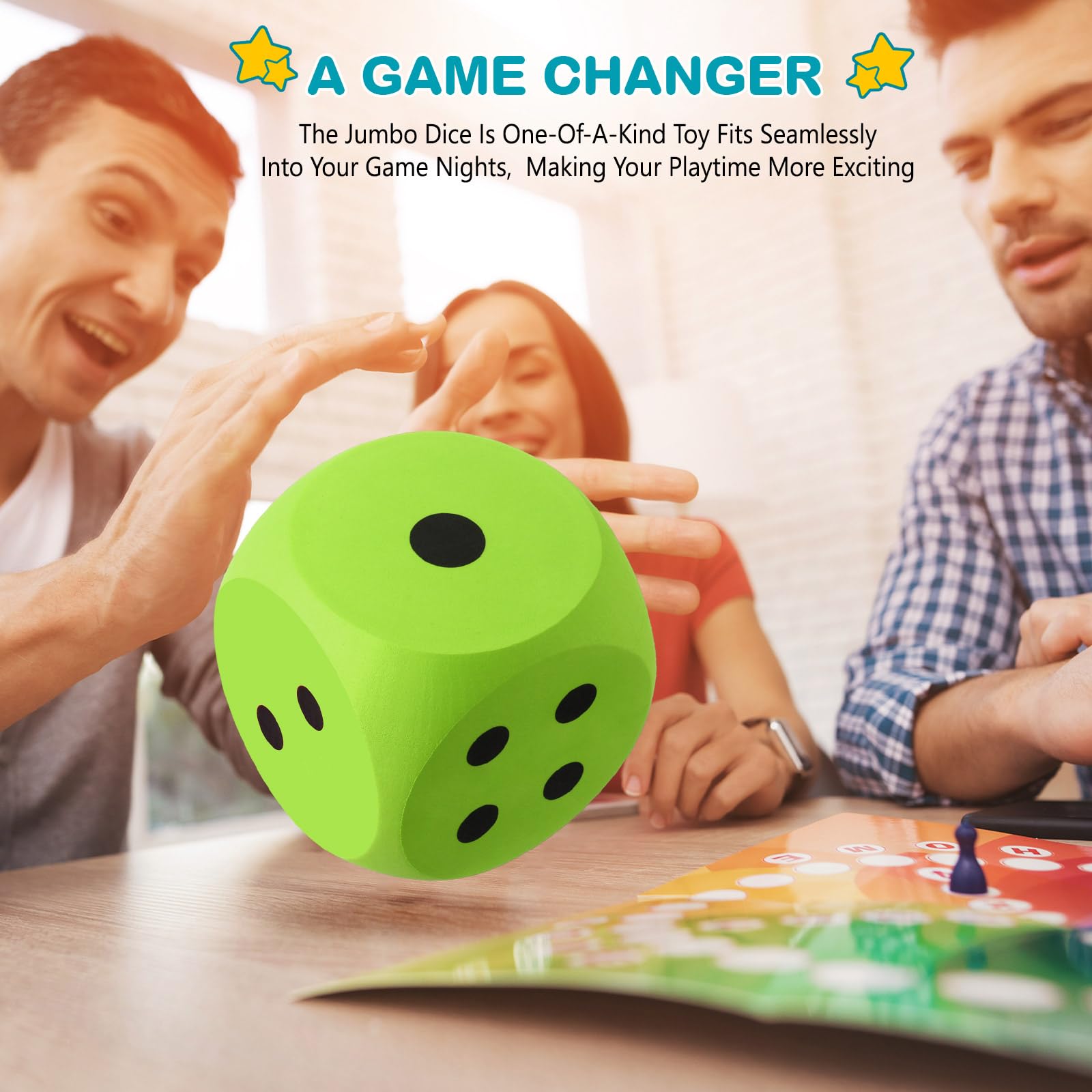 Shappy dice serving as markers and counters to enrich classroom or family games.