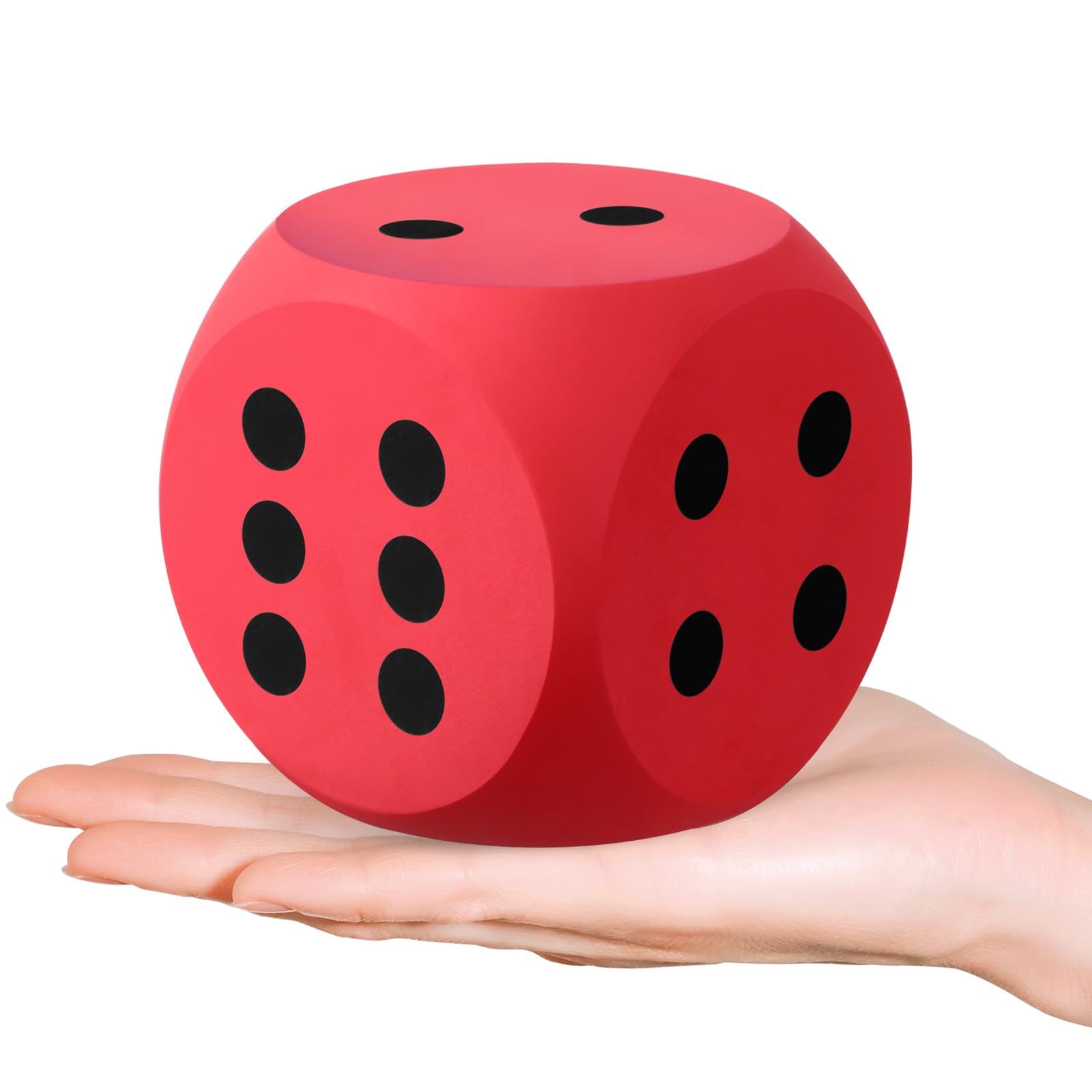 Shappy foam dice 3-inch red front view for safe, engaging math play