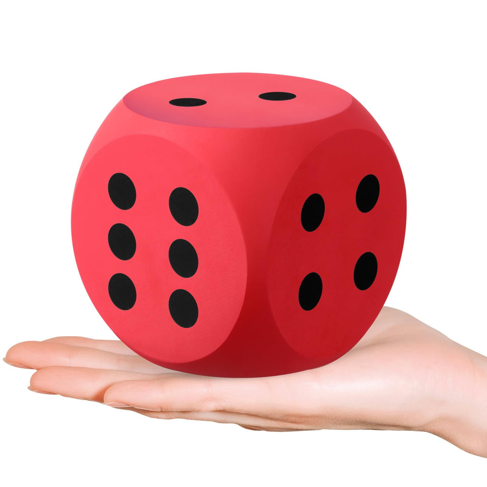 Shappy foam dice 3-inch red front view for safe, engaging math play