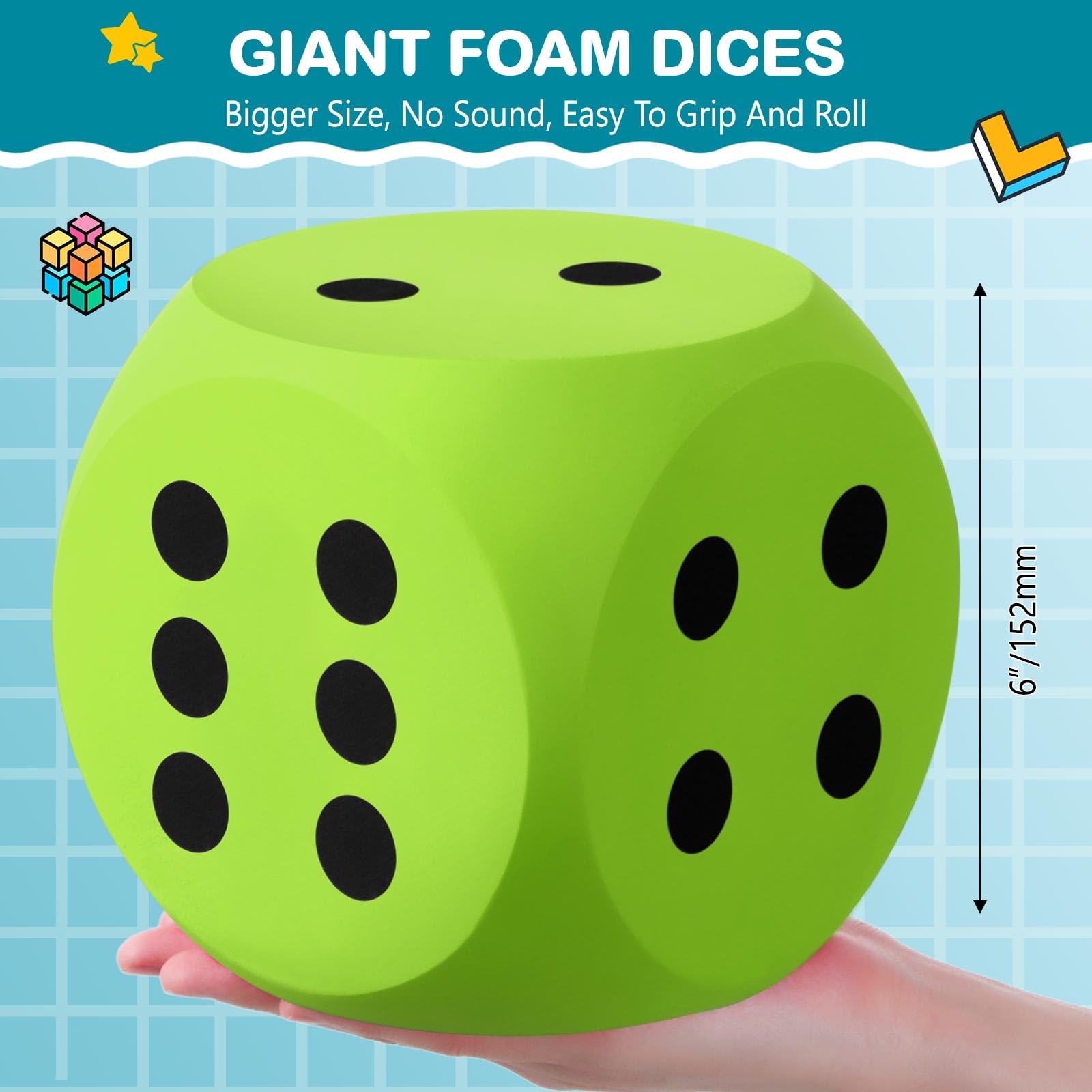 Shappy large foam dice for educational play and learning activities in green.