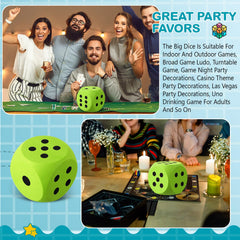 Shappy giant foam dice are soft, lightweight, and easy to roll in green.