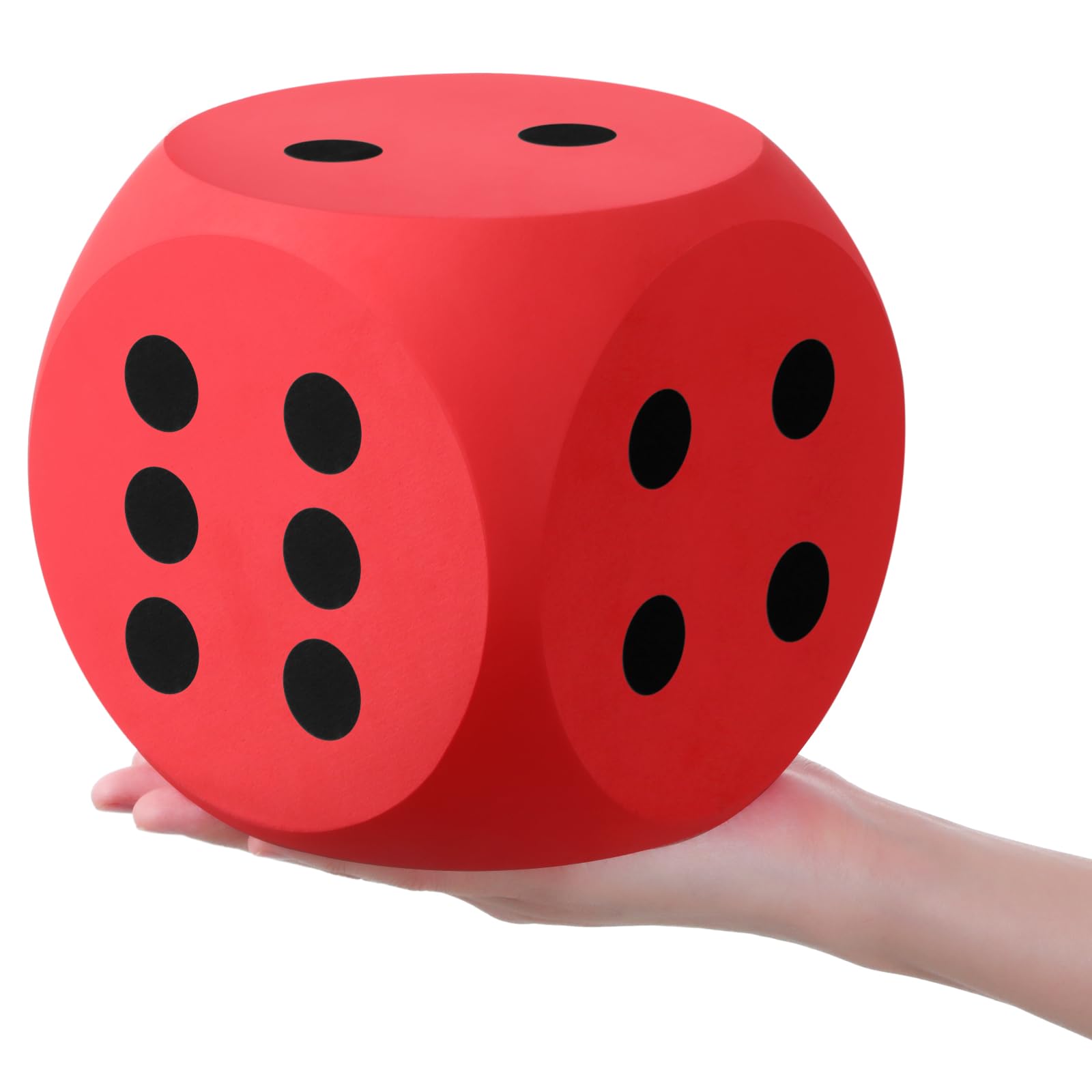 Shappy giant foam dice 6 inches red close-up ideal for classroom probability practice.