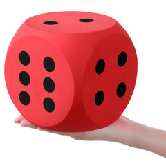 Shappy giant foam dice 6 inches red close-up ideal for classroom probability practice.