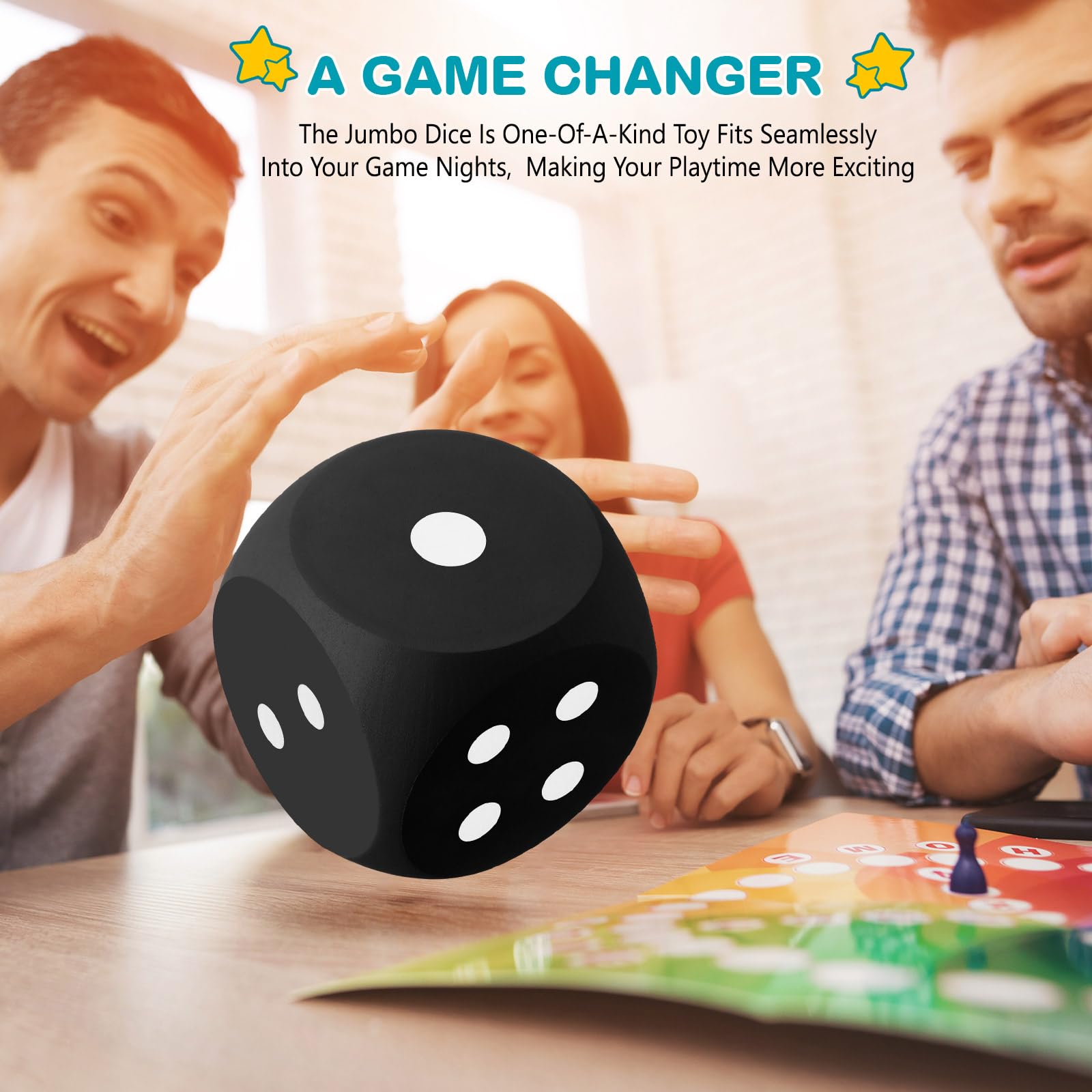 Shappy gift-ready foam dice for various occasions.