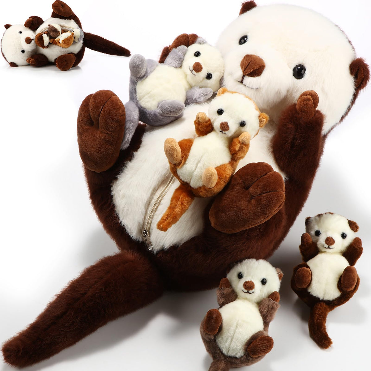 Shappy sea otter mommy with babies for cozy playtime and cuddles.