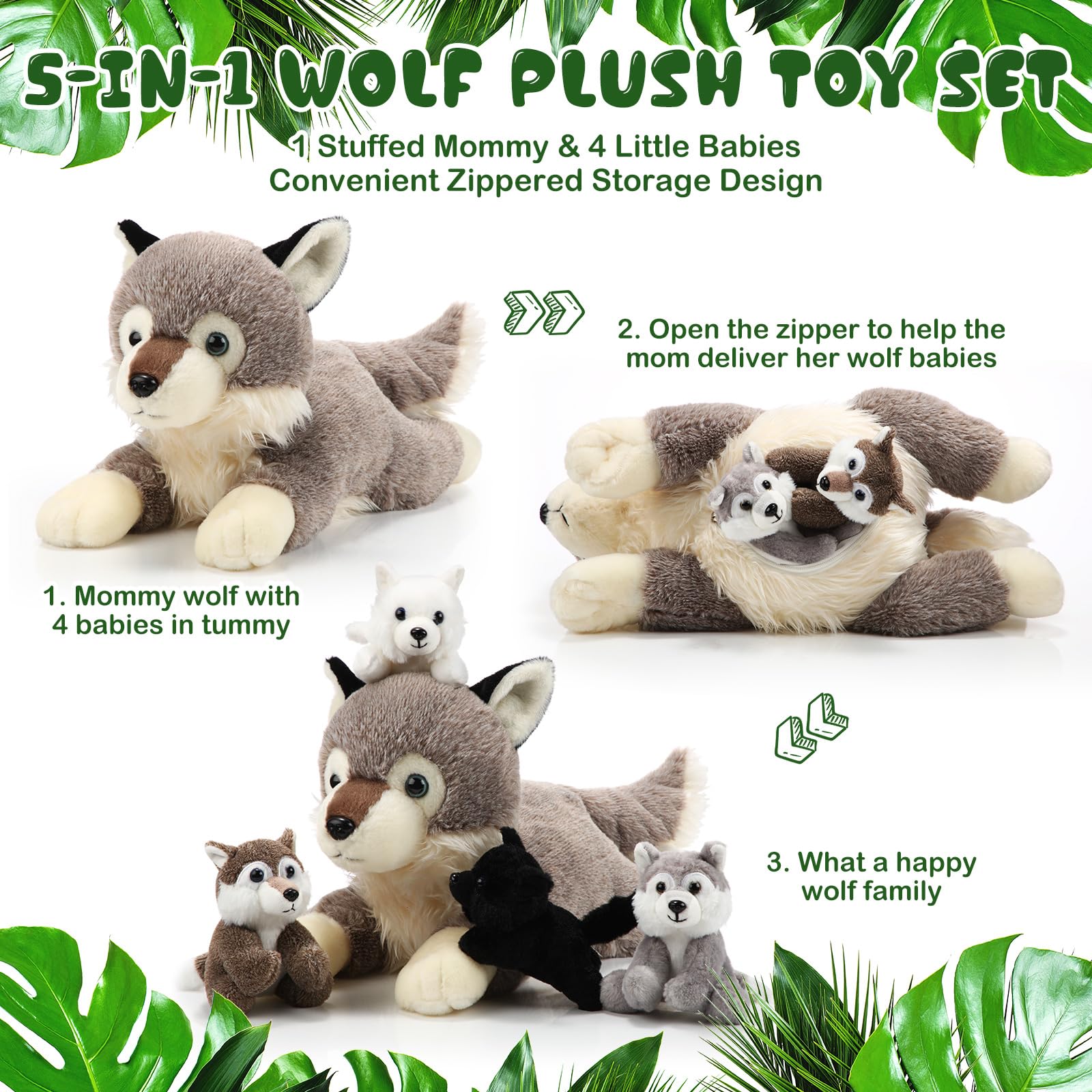 Shappy Wolf Family Set 16-inch mommy wolf for bedtime companionship