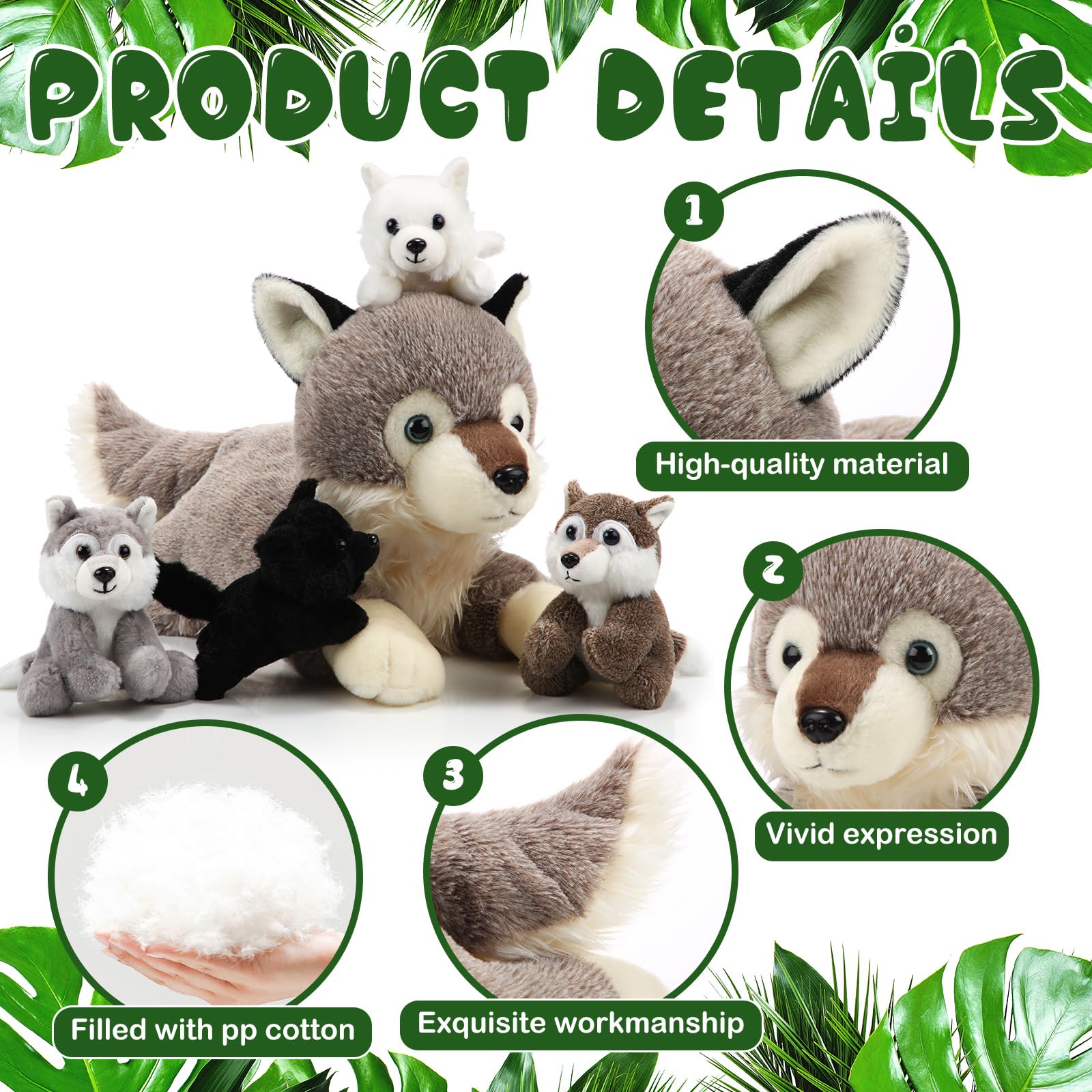 Shappy Wolf Family Set soft plush fabric for gentle, comforting hugs