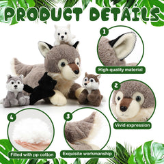 Shappy Wolf Family Set soft plush fabric for gentle, comforting hugs