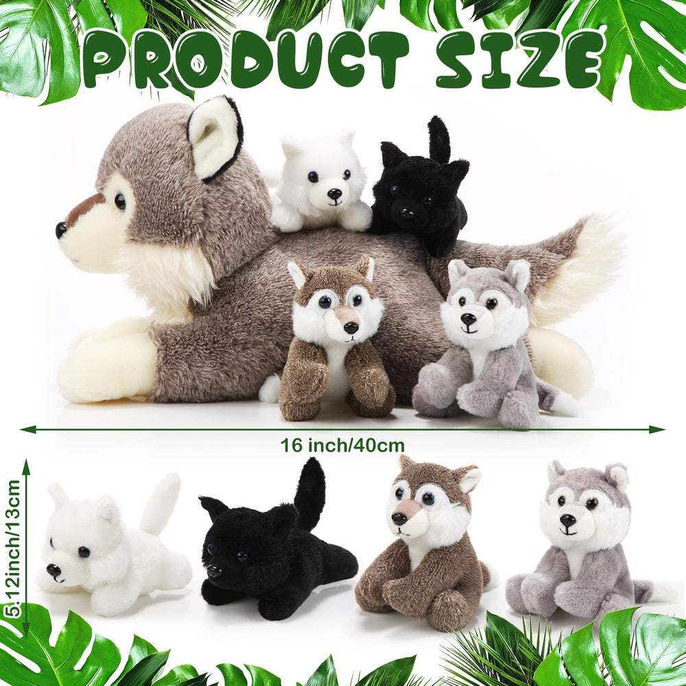 Shappy Wolf Family Set zipper tummy open, inviting nurturing pretend play with pups