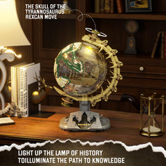 SHAREHB Dinosaur Skull Globe LED lighting enhances night time display.