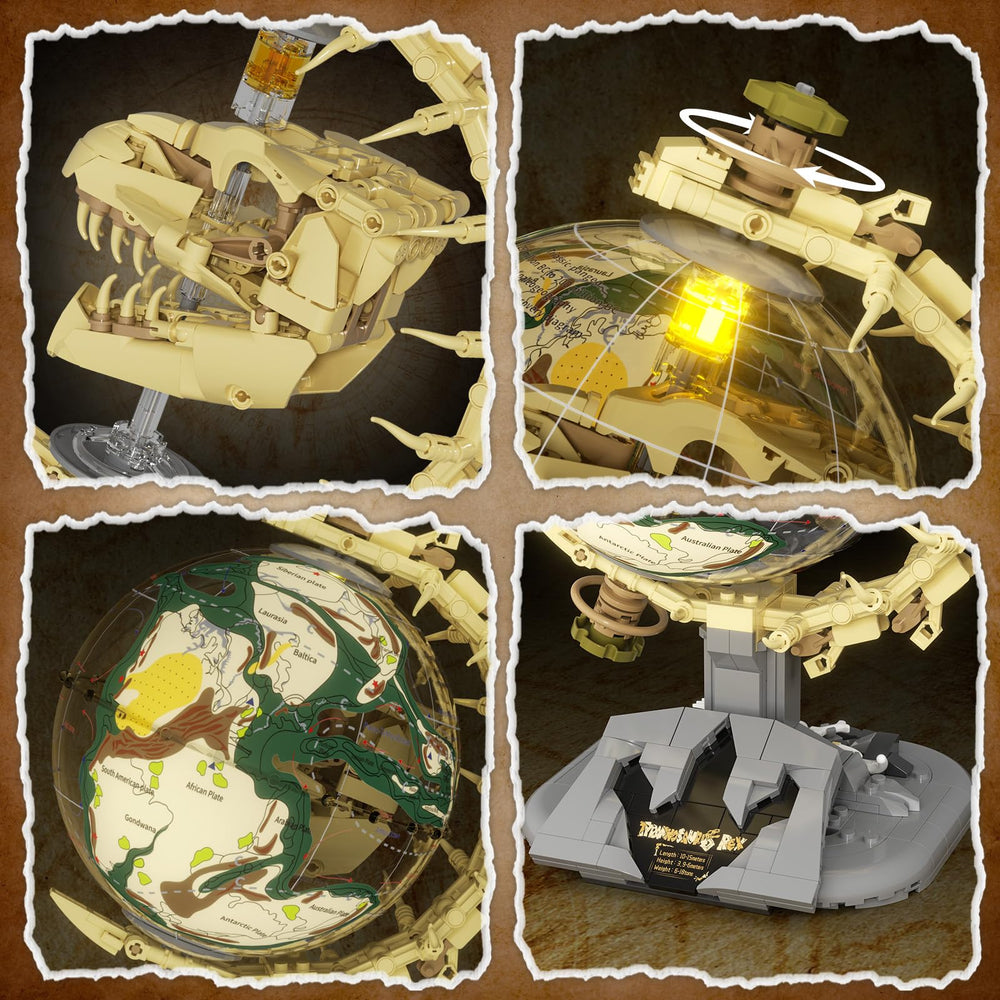 SHAREHB Dinosaur Skull Globe rotates 360 degrees for immersive viewing.