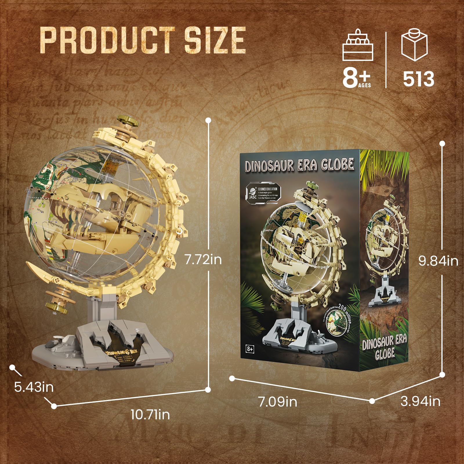 SHAREHB Dinosaur Skull Globe constructed from safe ABS materials.