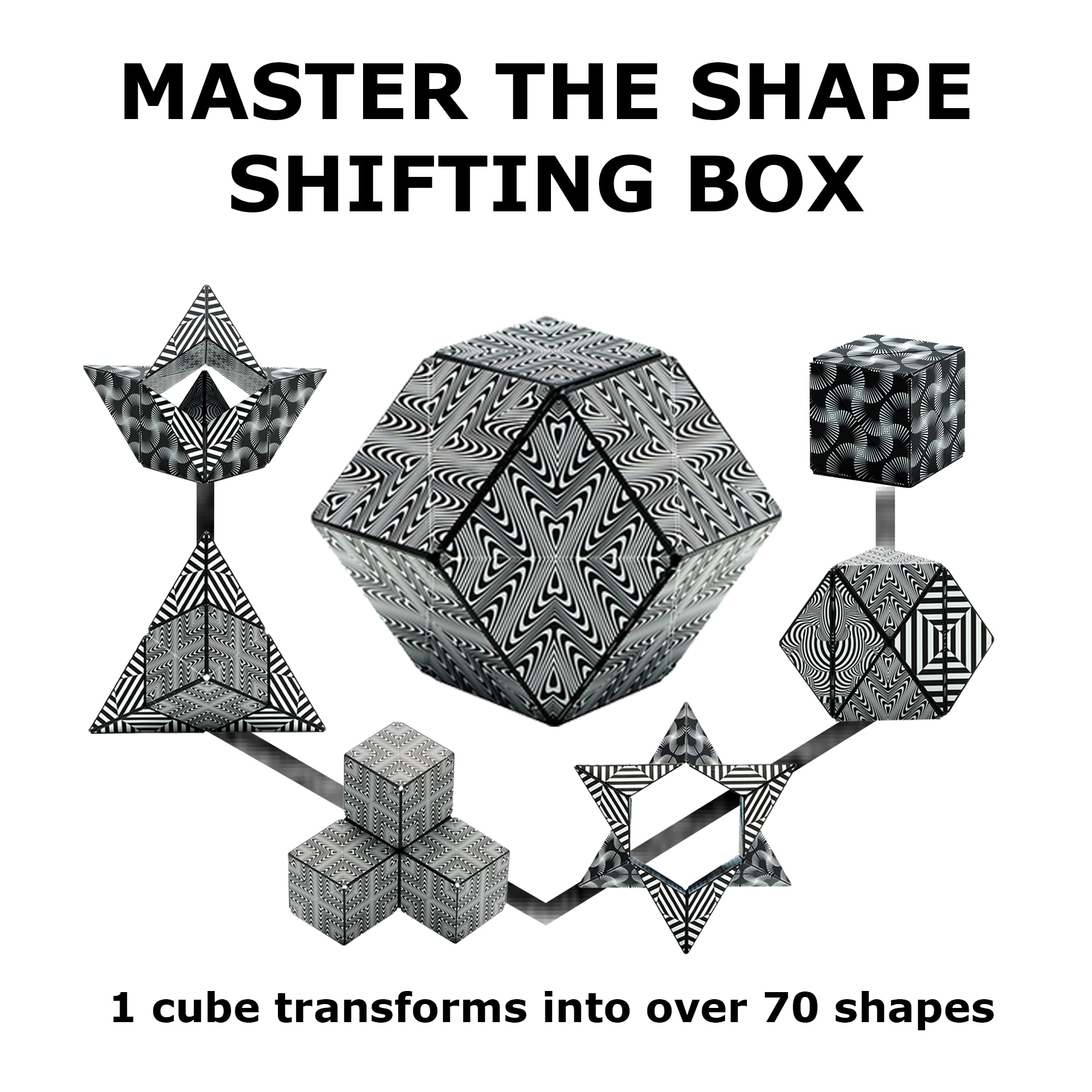 Shashibo surface shows one of four vibrant artwork patterns for visual stimulation.