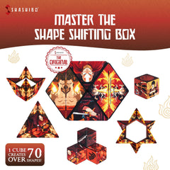 Shashibo Avatar Fire art patterns on surface inspire imaginative storytelling during play.