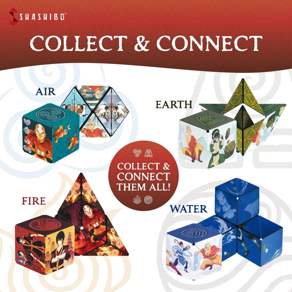 Shashibo Avatar Fire gift packaging conveys premium sensory gift for all ages.