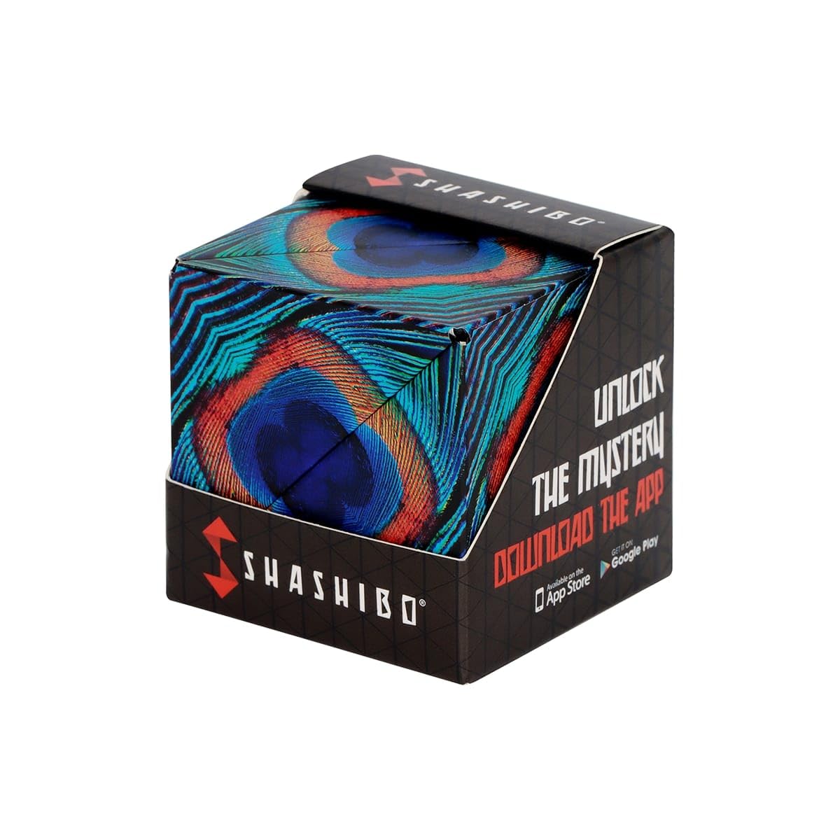 Shashibo closed-compact cube, portable sensory toy for travel and focus.