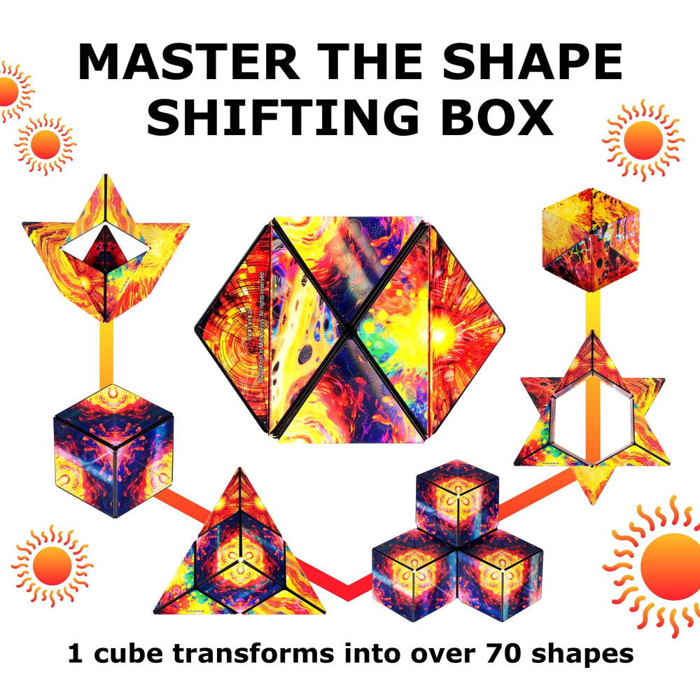 Shashibo colorful sculptures highlight versatile designs and creative problem solving during play.