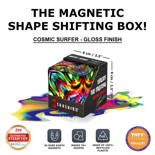 Shashibo Cosmic Surfer magnetic cubes assembly shows modular creativity and stackable play