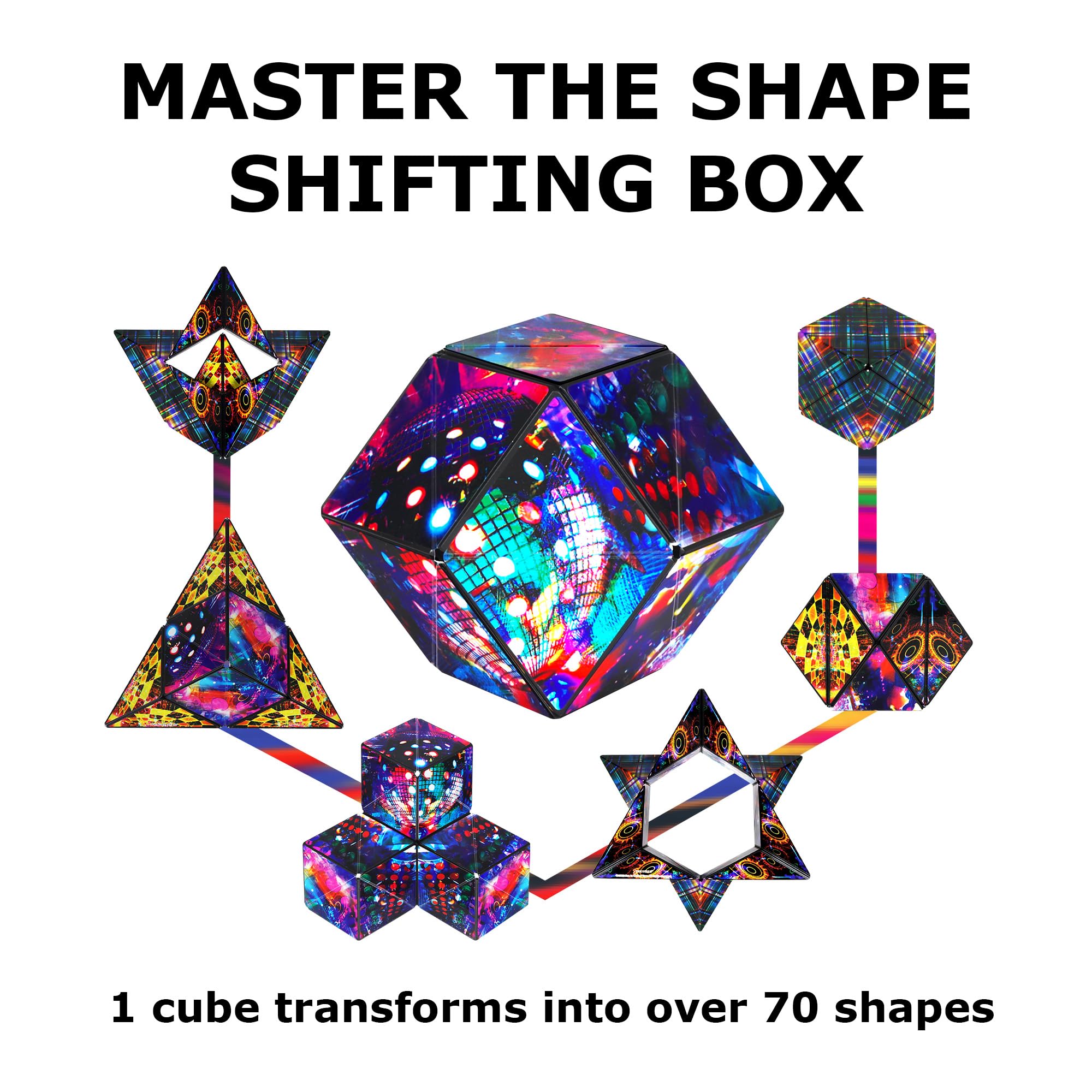 Shashibo Disco Plaid compact travel toy fits in pockets.