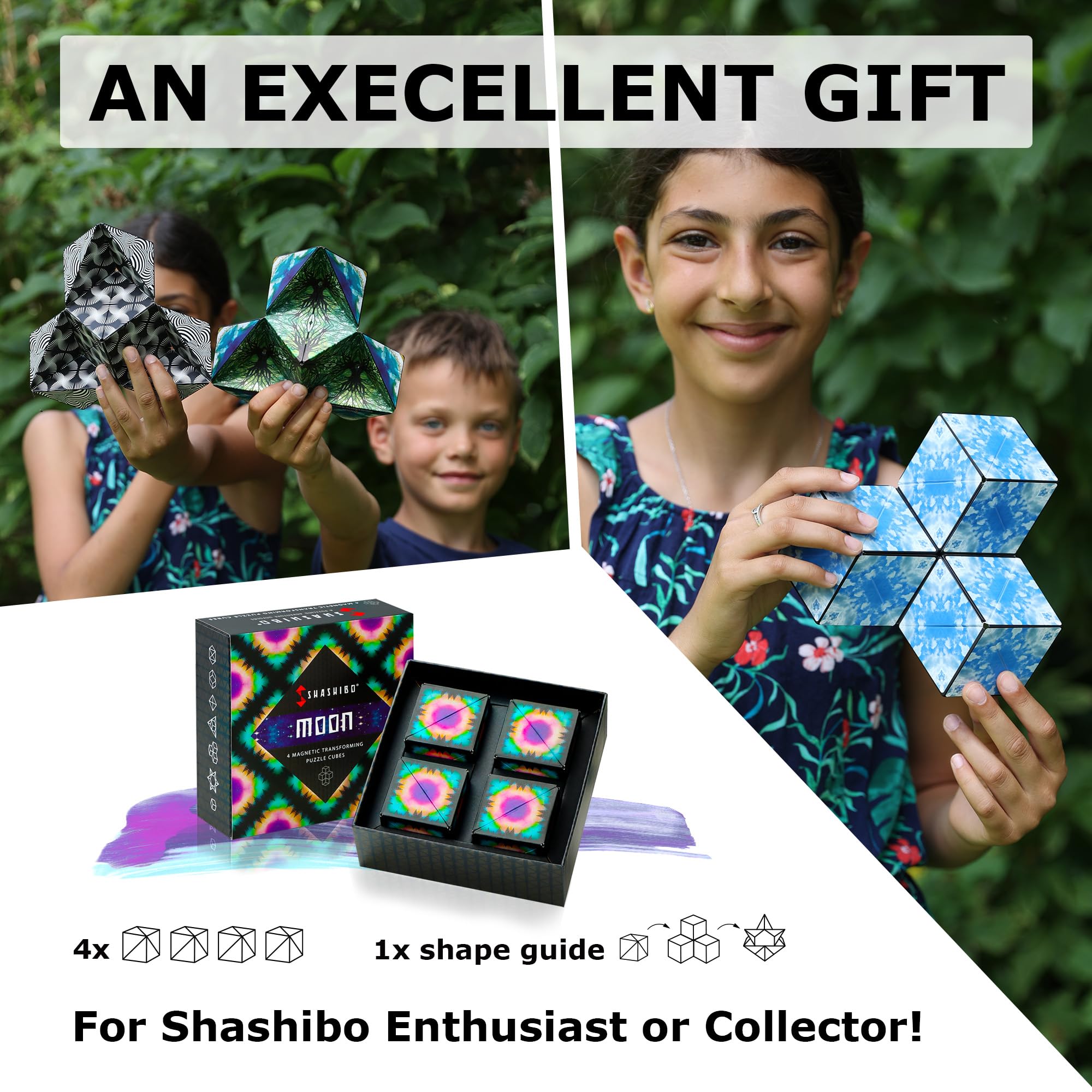 Shashibo compact handheld design fits in your palm for portable fun.