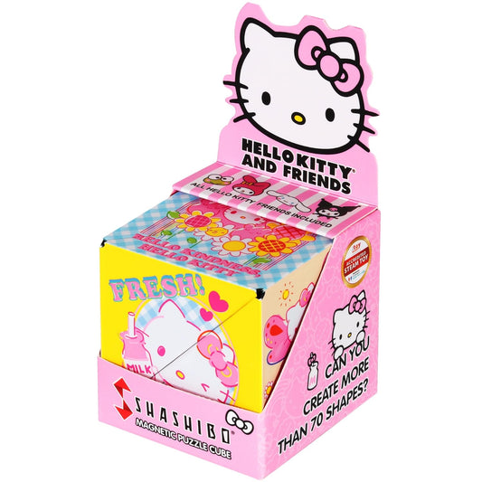 Shashibo Hello Kitty box cover with vibrant design for eye-catching shelf appeal.