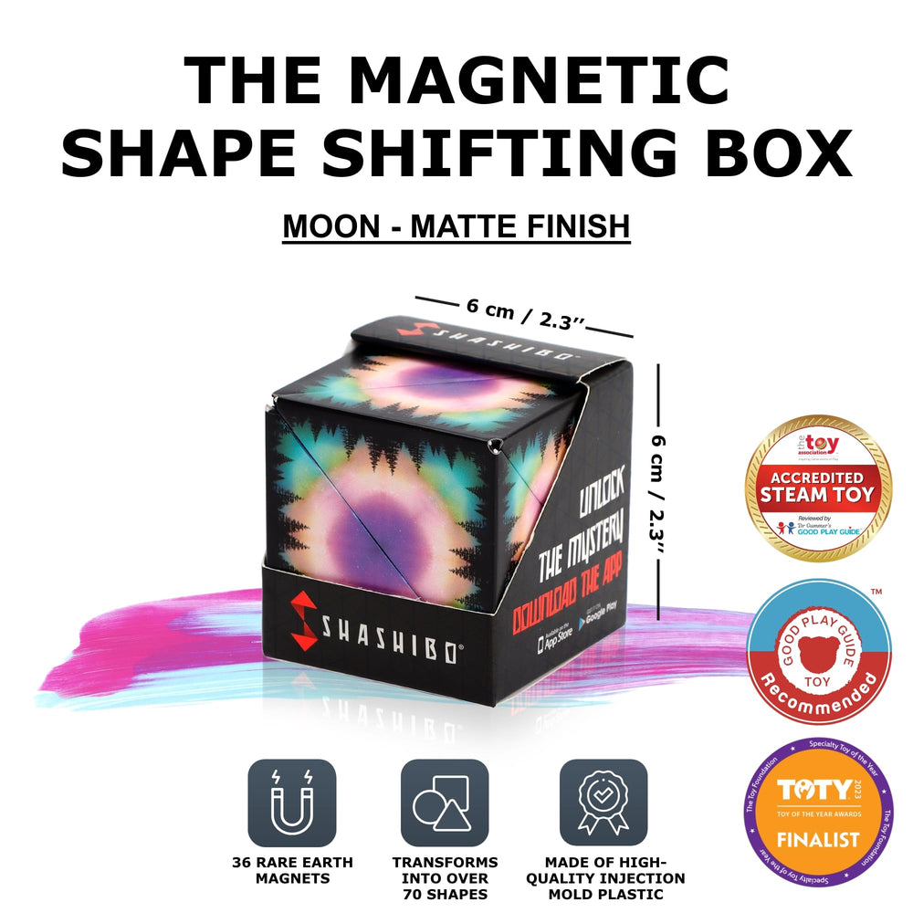 Shashibo internal magnets allow building larger sculptures from multiple cubes.