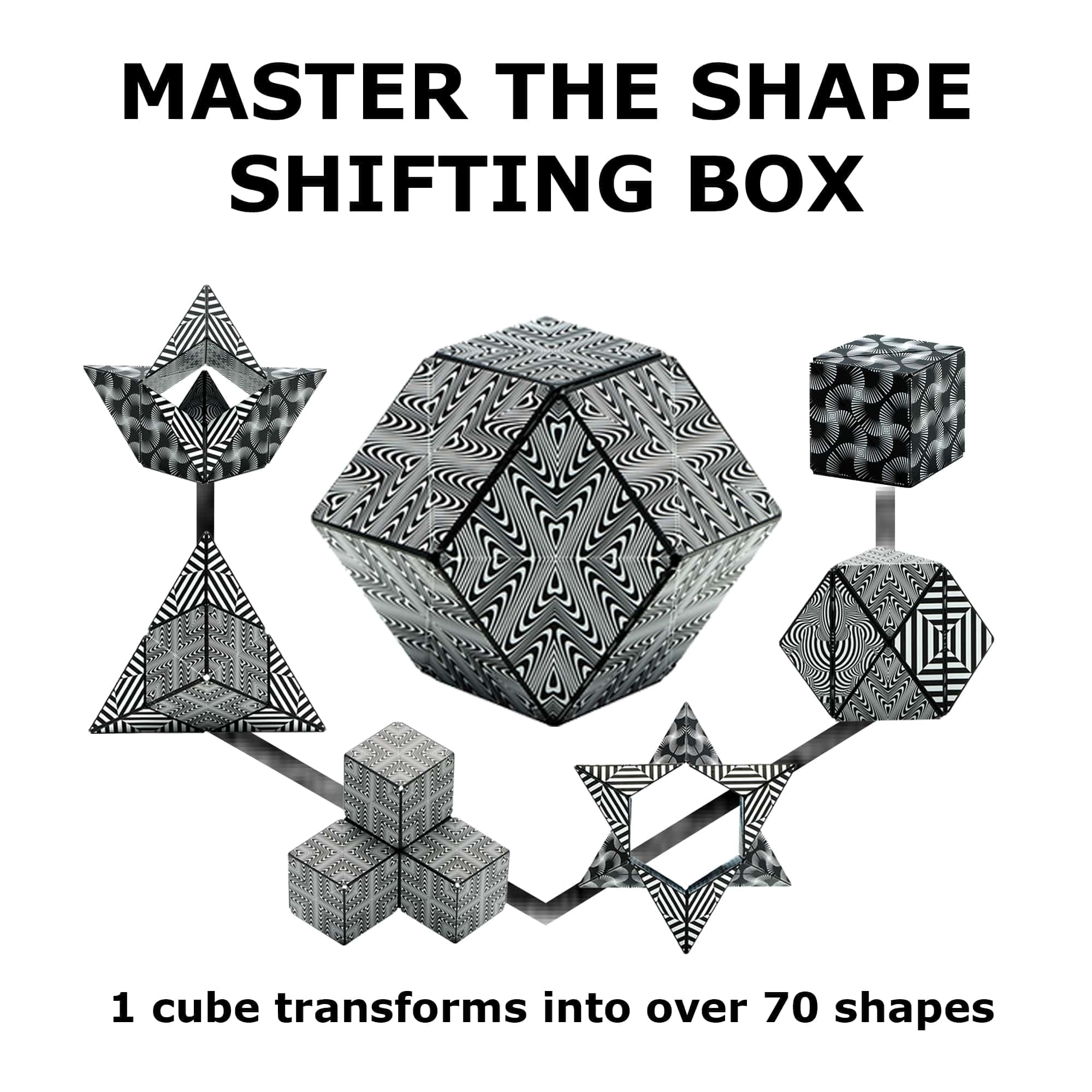 Shashibo magnetic-click action demonstrated while forming a stable shape.
