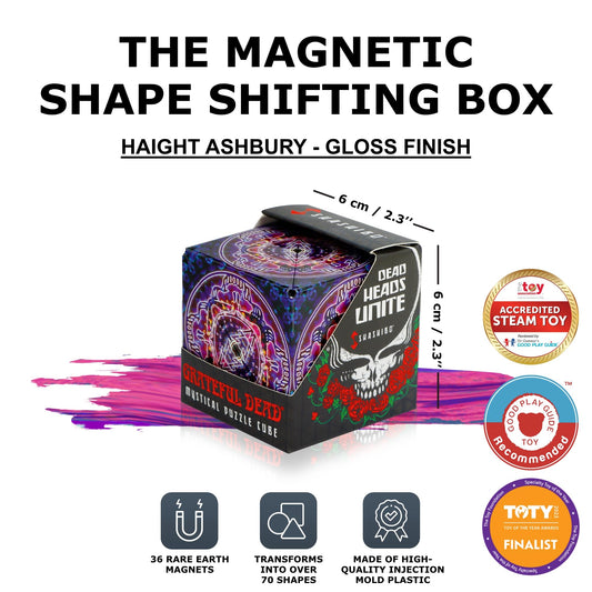 Shashibo magnetic cube in stacked mode highlights creativity and modular play.