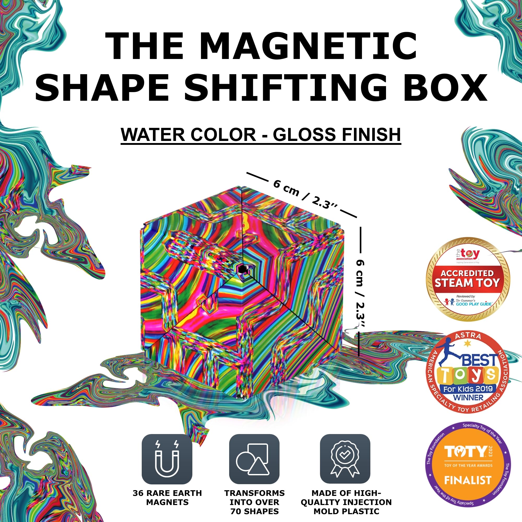 Shashibo magnetic cubes connect to extend play into larger sculptures
